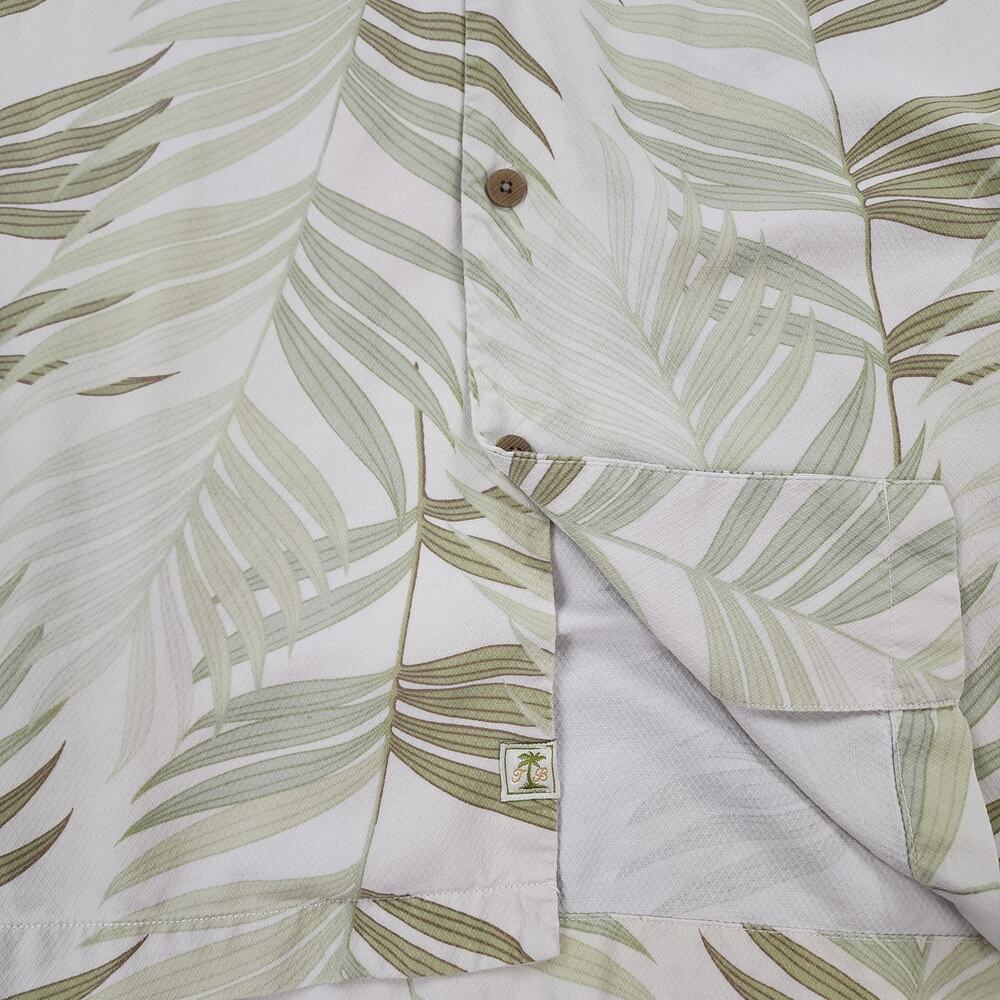 Tommy Bahama Shirt Mens Large Tan Tropical Silk Hawaiian Button Up Loop Collar - Picture 13 of 16